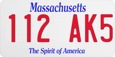 MA license plate 112AK5