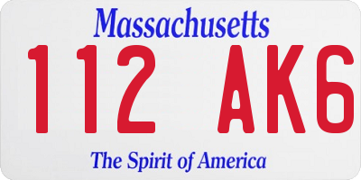 MA license plate 112AK6