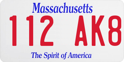 MA license plate 112AK8