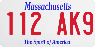 MA license plate 112AK9