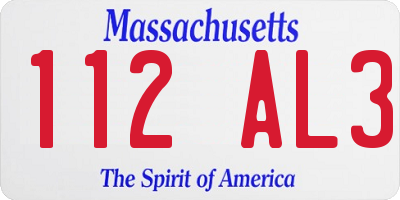MA license plate 112AL3
