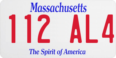 MA license plate 112AL4