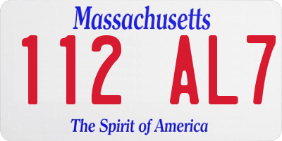MA license plate 112AL7