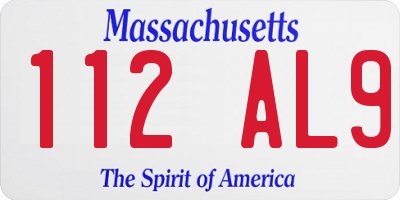 MA license plate 112AL9