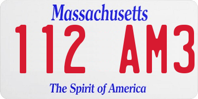 MA license plate 112AM3