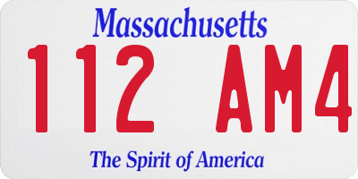 MA license plate 112AM4