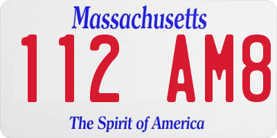 MA license plate 112AM8
