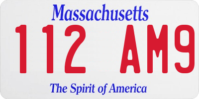MA license plate 112AM9