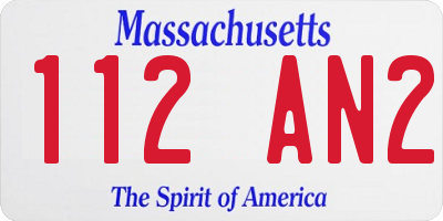 MA license plate 112AN2