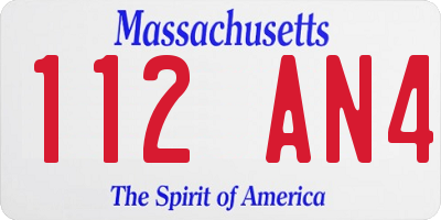 MA license plate 112AN4