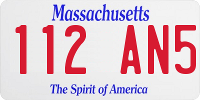 MA license plate 112AN5