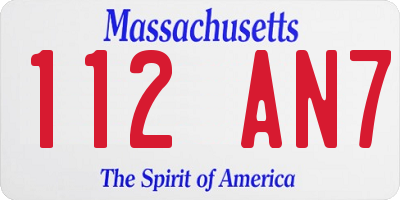 MA license plate 112AN7