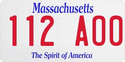 MA license plate 112AO0