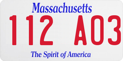 MA license plate 112AO3