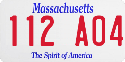 MA license plate 112AO4
