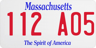 MA license plate 112AO5