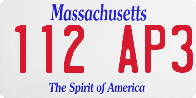 MA license plate 112AP3