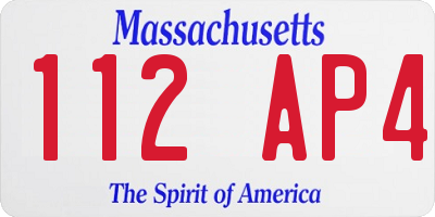 MA license plate 112AP4