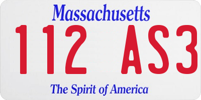 MA license plate 112AS3
