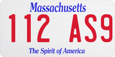 MA license plate 112AS9