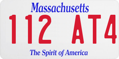 MA license plate 112AT4