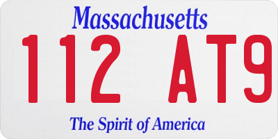 MA license plate 112AT9