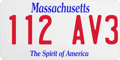MA license plate 112AV3