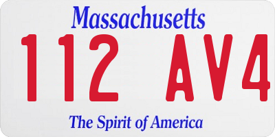 MA license plate 112AV4
