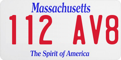 MA license plate 112AV8
