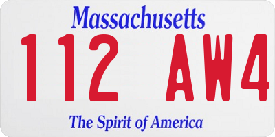 MA license plate 112AW4