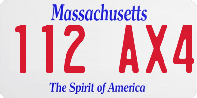 MA license plate 112AX4
