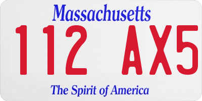 MA license plate 112AX5