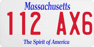 MA license plate 112AX6