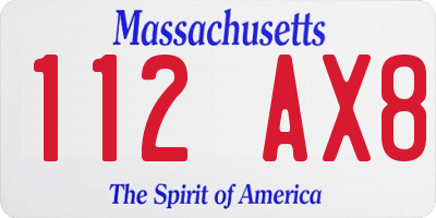 MA license plate 112AX8