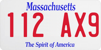 MA license plate 112AX9
