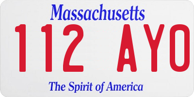 MA license plate 112AY0