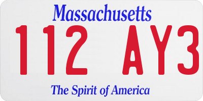 MA license plate 112AY3