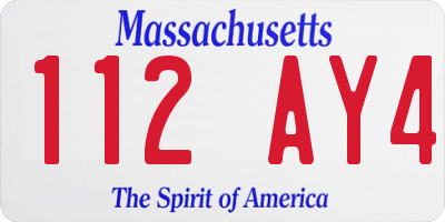 MA license plate 112AY4