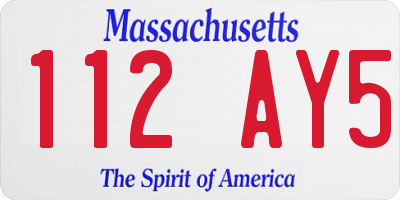 MA license plate 112AY5