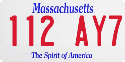 MA license plate 112AY7