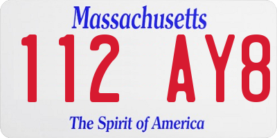 MA license plate 112AY8