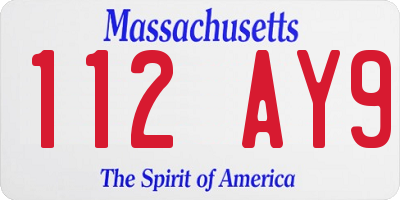 MA license plate 112AY9