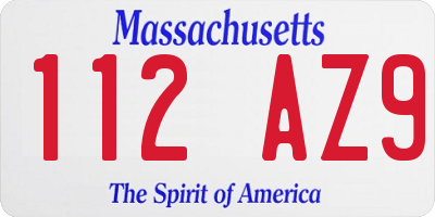 MA license plate 112AZ9