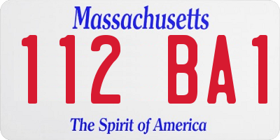 MA license plate 112BA1
