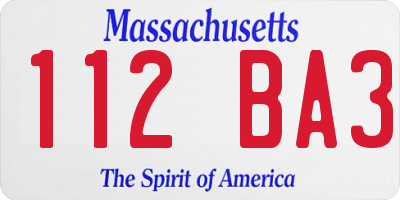 MA license plate 112BA3