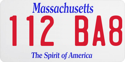 MA license plate 112BA8