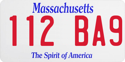 MA license plate 112BA9