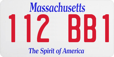 MA license plate 112BB1