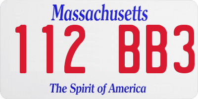 MA license plate 112BB3