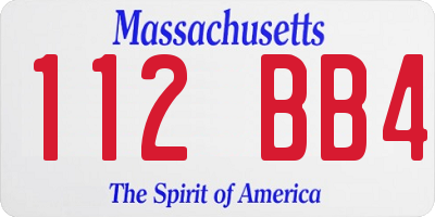 MA license plate 112BB4